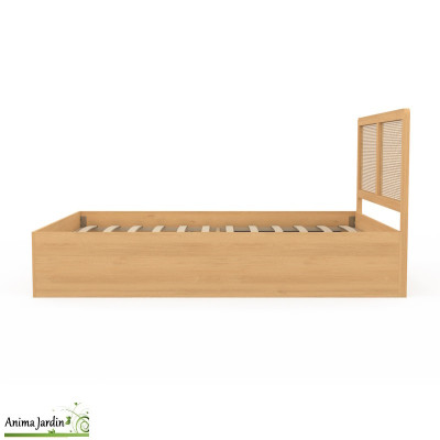 Lit coffre 140x190 cm avec sommier - Cannage - Eve