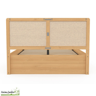 Lit coffre 140x190 cm avec sommier - Cannage - Eve