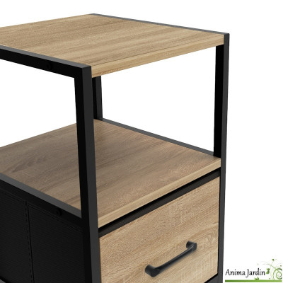 Lot de 2 tables de chevets bois et noir - Iris