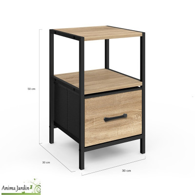 Lot de 2 tables de chevets bois et noir - Iris