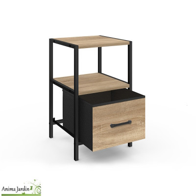 Lot de 2 tables de chevets bois et noir - Iris