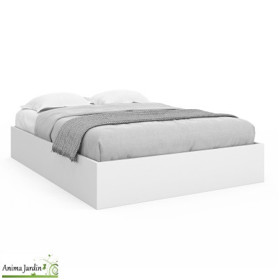 Lit coffre 160x200 cm avec sommier - Bois blanc - Malta