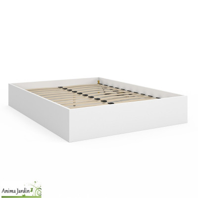 Lit coffre 160x200 cm avec sommier - Bois blanc - Malta