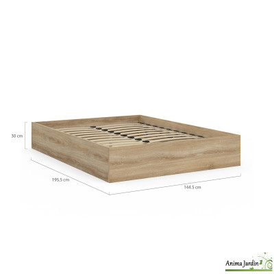 Lit coffre 140x190 cm avec sommier - Bois - Malta
