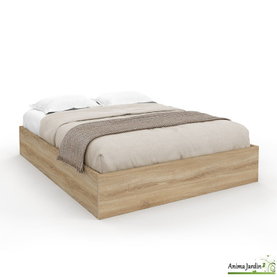 Lit coffre 160x200 cm avec sommier - Bois - Malta