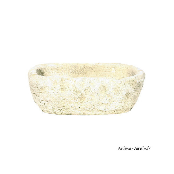 Auge ovale, L.59 x l.36 cm, en pierre reconstituée, auge ancienne, la vieille Jarre