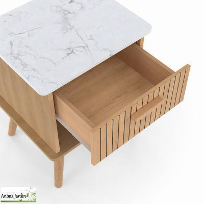 Lot de 2 tables de chevets bois et marbre - Marceau