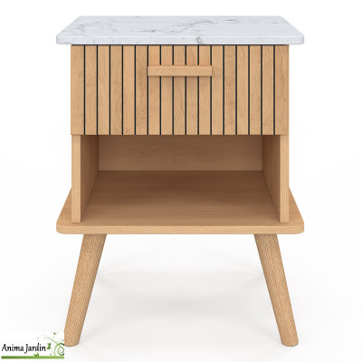 Lot de 2 tables de chevets bois et marbre - Marceau