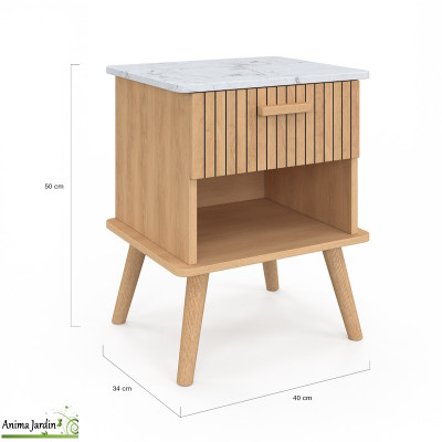 Lot de 2 tables de chevets bois et marbre - Marceau