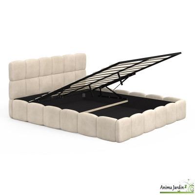 Lit coffre 160x200 cm avec sommier - Velours - Bubble