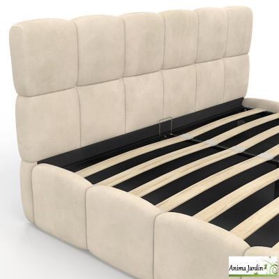 Lit coffre 160x200 cm avec sommier - Velours - Bubble