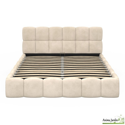 Lit coffre 160x200 cm avec sommier - Velours - Bubble