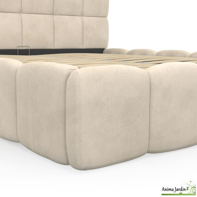 Lit coffre 160x200 cm avec sommier - Velours - Bubble