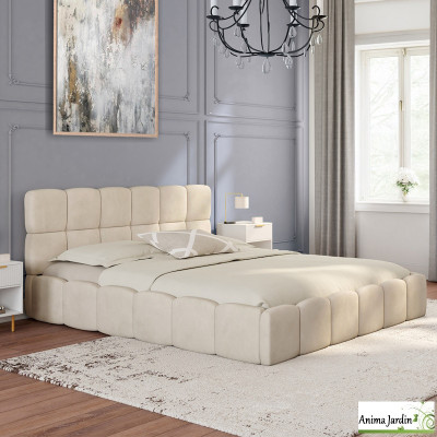 Lit coffre 160x200 cm avec sommier - Velours - Bubble
