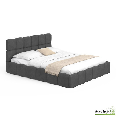 Lit coffre 160x200 cm avec sommier - Velours - Bubble