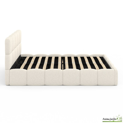 Lit coffre 140x190 cm avec sommier - Bouclette blanche - Bubble