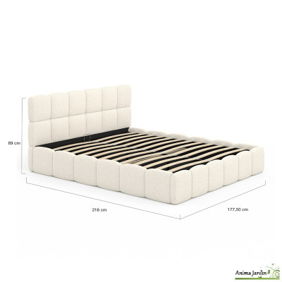 Lit coffre 160x200 cm avec sommier - Bouclette blanche - Bubble