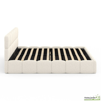 Lit coffre 160x200 cm avec sommier - Bouclette blanche - Bubble