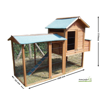 Poulailler 5-8 poules, volière, pondoir, bois teinté, pas cher, achat/vente