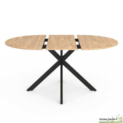 Table à manger ronde extensible 110-115 cm - Bois et métal - Soline