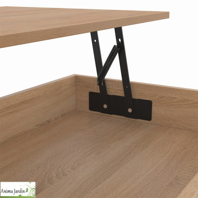 Table basse rectangulaire avec plateau relevable - Bois et noir - Spider