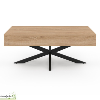 Table basse rectangulaire avec plateau relevable - Bois et noir - Spider