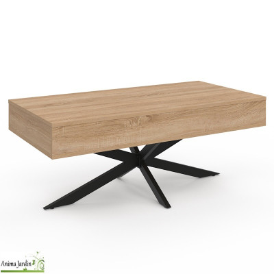 Table basse rectangulaire avec plateau relevable - Bois et noir - Spider