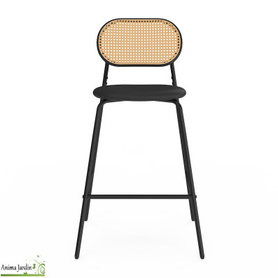 Lot de 2 chaises hautes - Cannage et noir - Clarisse