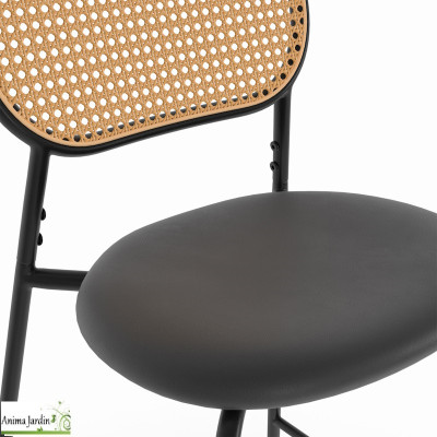 Lot de 2 chaises hautes - Cannage et noir - Clarisse