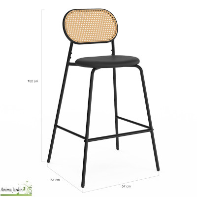 Lot de 2 chaises hautes - Cannage et noir - Clarisse