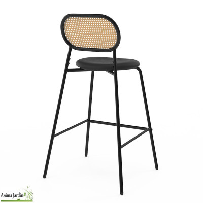 Lot de 2 chaises hautes - Cannage et noir - Clarisse