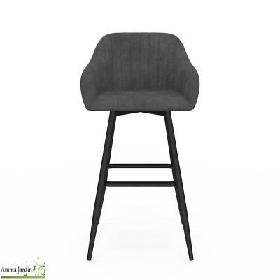 Lot de 2 fauteuils hauts - Velours gris foncé - Ariana