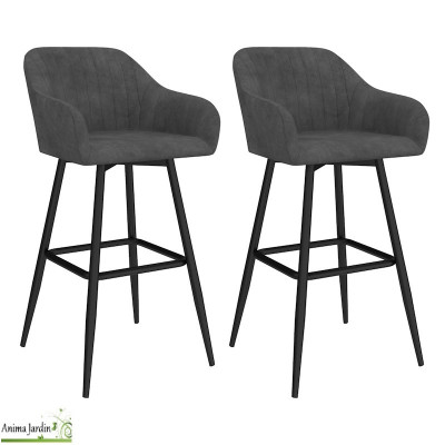Lot de 2 fauteuils hauts - Velours gris foncé - Ariana
