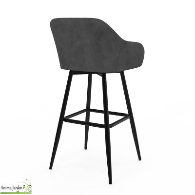 Lot de 2 fauteuils hauts - Velours gris foncé - Ariana