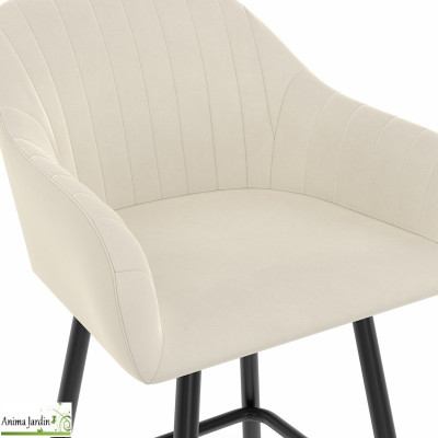 Lot de 2 fauteuils hauts - Velours crème - Ariana
