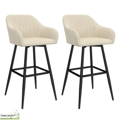 Lot de 2 fauteuils hauts - Velours crème - Ariana