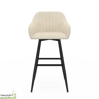 Lot de 2 fauteuils hauts - Velours crème - Ariana