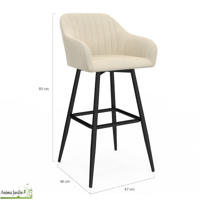 Lot de 2 fauteuils hauts - Velours crème - Ariana