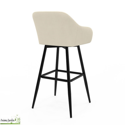 Lot de 2 fauteuils hauts - Velours crème - Ariana