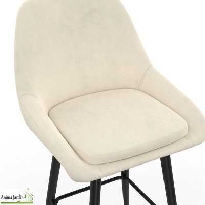 Lot de 2 chaises hautes - Velours crème - Ollivia
