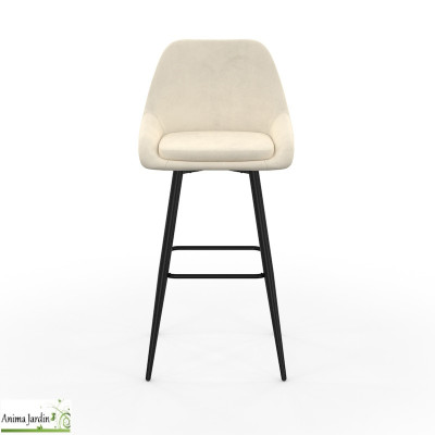 Lot de 2 chaises hautes - Velours crème - Ollivia