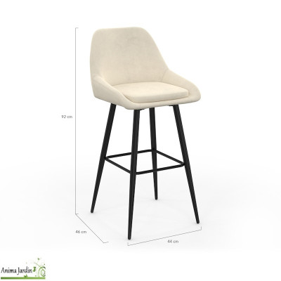 Lot de 2 chaises hautes - Velours crème - Ollivia