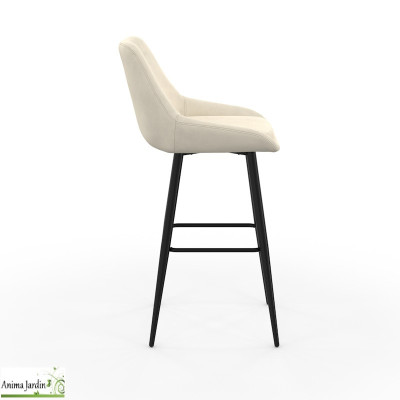 Lot de 2 chaises hautes - Velours crème - Ollivia