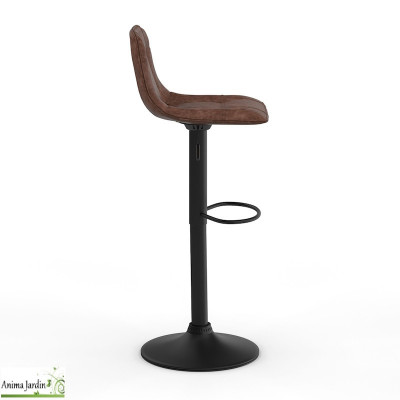 Lot de 4 chaises hautes réglables - Cuir marron - Edison