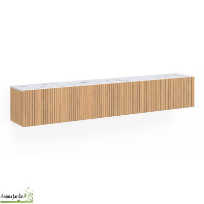 Meuble Tv suspendu - Bois et Marbre - Marceau