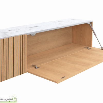 Meuble Tv suspendu - Bois et Marbre - Marceau