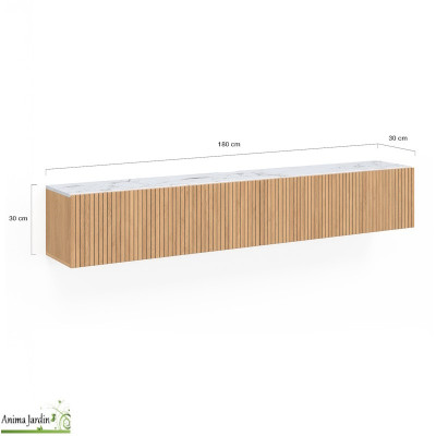 Meuble Tv suspendu - Bois et Marbre - Marceau