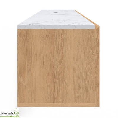 Meuble Tv suspendu - Bois et Marbre - Marceau