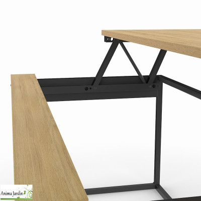 Table basse avec plateau relevable - Bois et Métal - Memphis