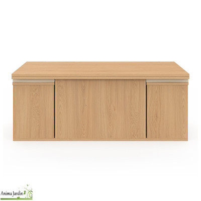 Table basse avec plateau relevable et 4 poufs - Bois - Tania